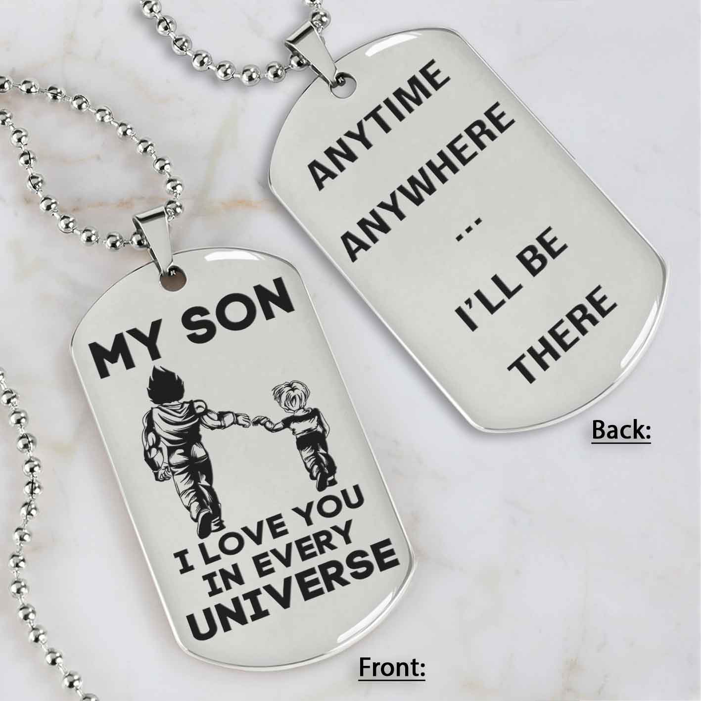 DRB Personalized Double Sided Dog Tag To My Son Never Forget That I Love You - Anytime Anywhere I Will Be There