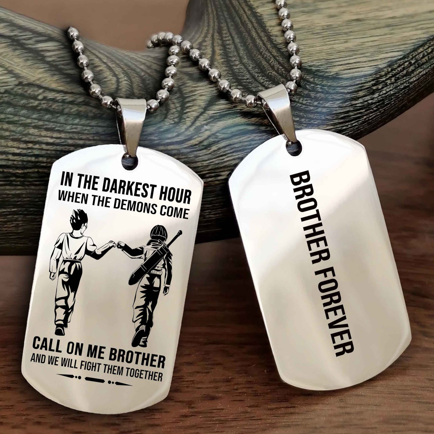DRB Customizable engraved black dog tag double sided gift from brother, brother forevers NAG