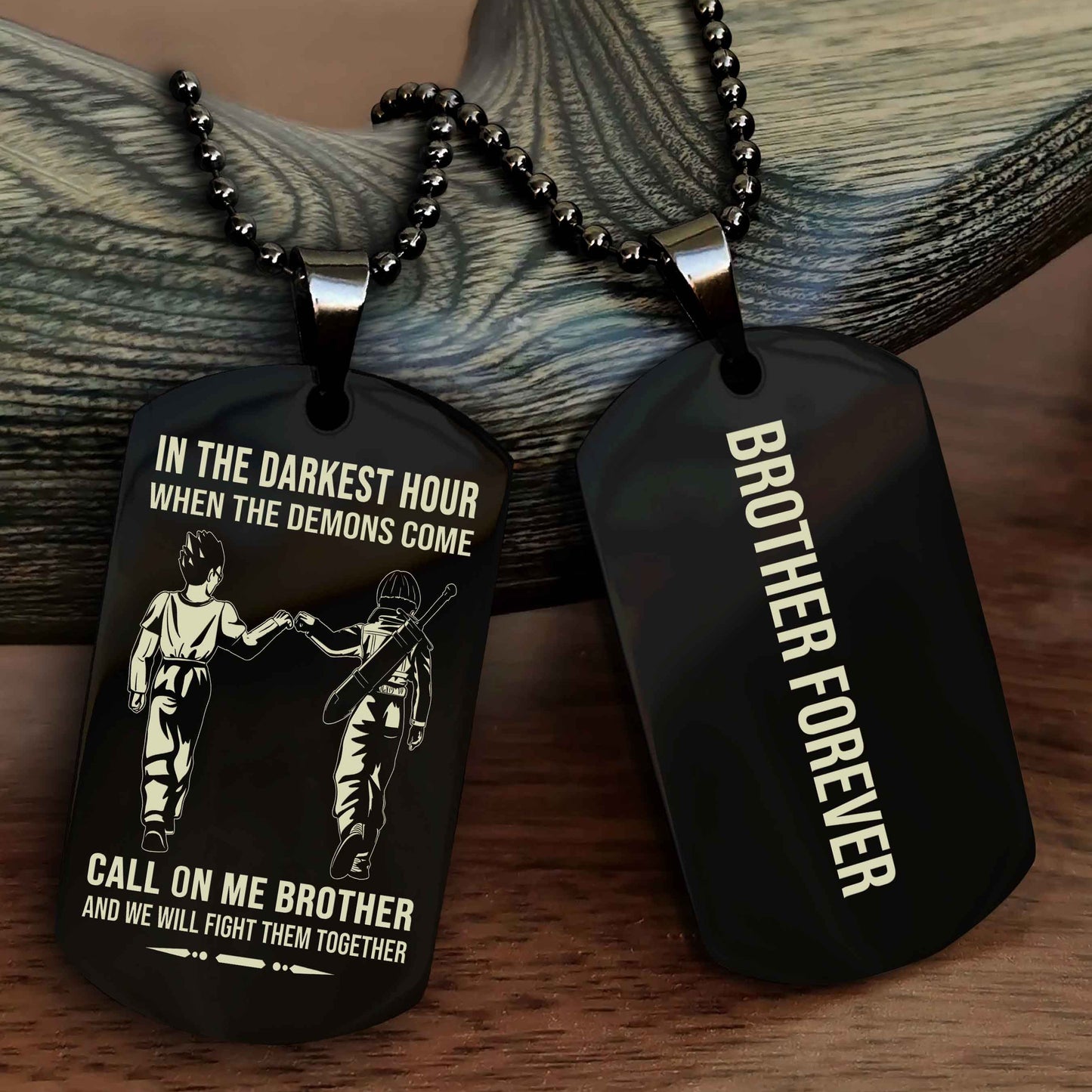 DRB Customizable engraved black dog tag double sided gift from brother, brother forevers NAG