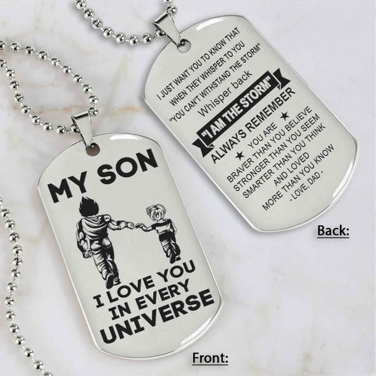 DRB Personalized Double Sided Dog Tag To My Son Never Forget That I Love You - Whisper Back I'm The Storm