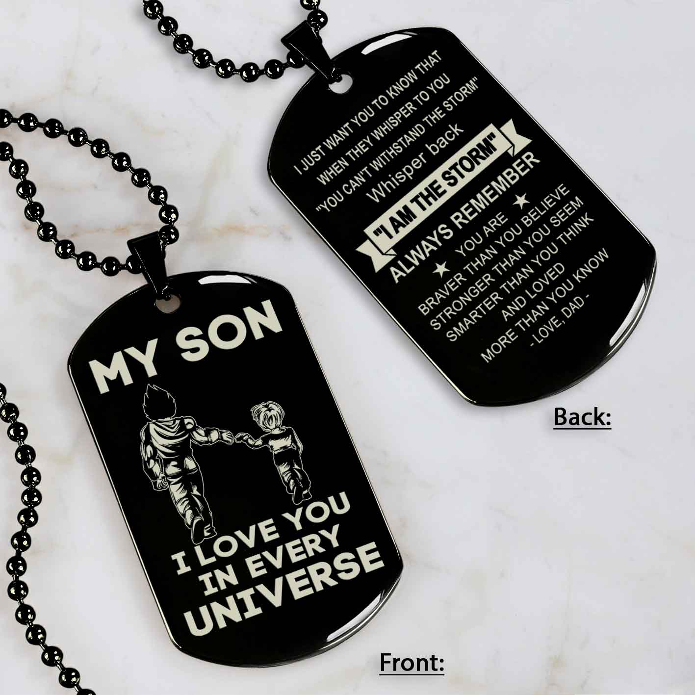 DRB Personalized Double Sided Dog Tag To My Son Never Forget That I Love You - Whisper Back I'm The Storm