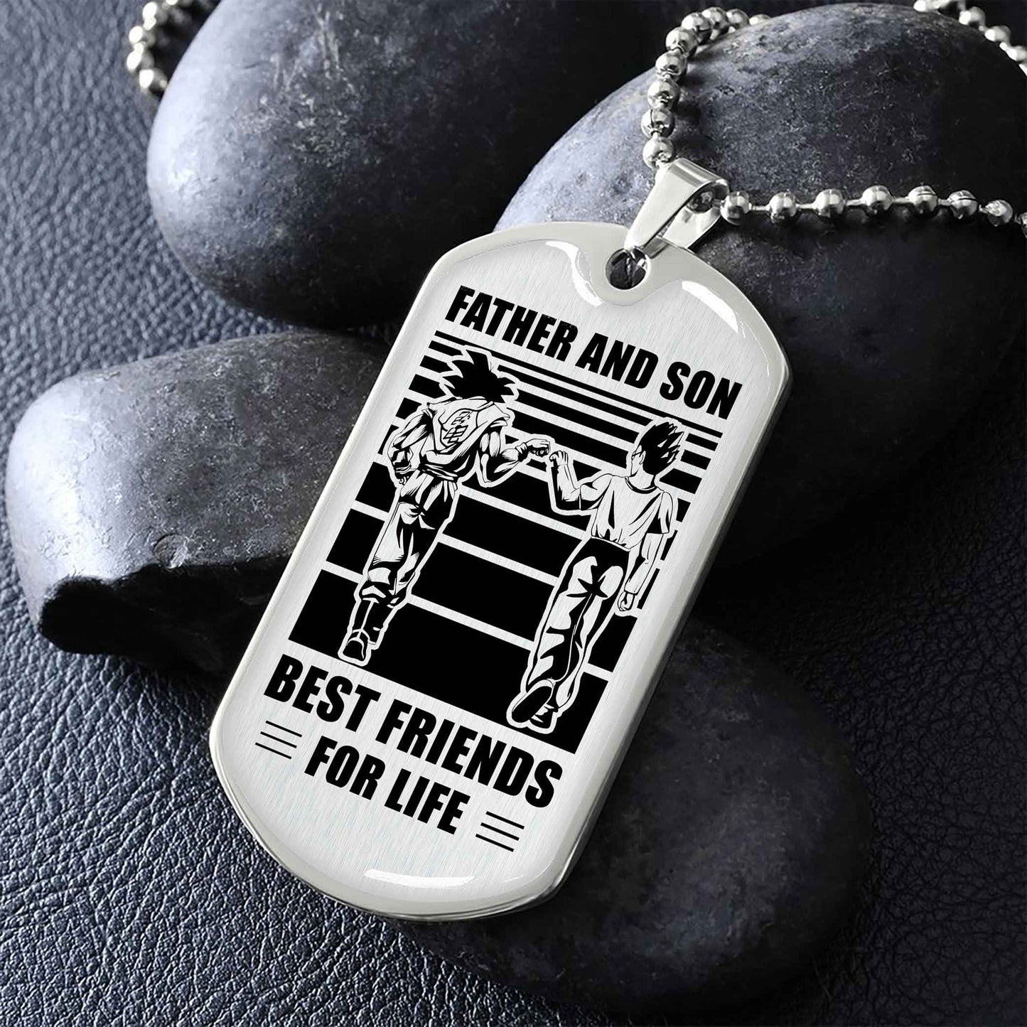 GK_GHL Military Chain Silver Plated 18K Gold Plated Father And Son Best Friend For Life Gift For Your Son
