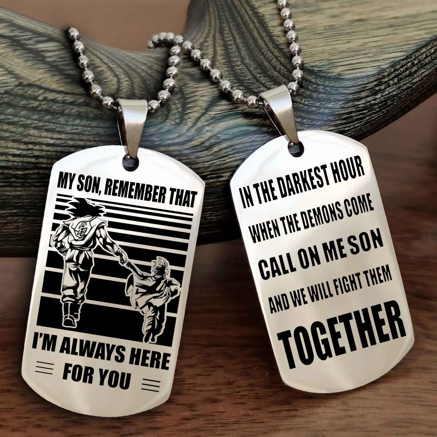 Biker Personalized Double Sided Dog Tag My Son Remember That I Will Always Here Call On Me Son And We Will Fight Them Together