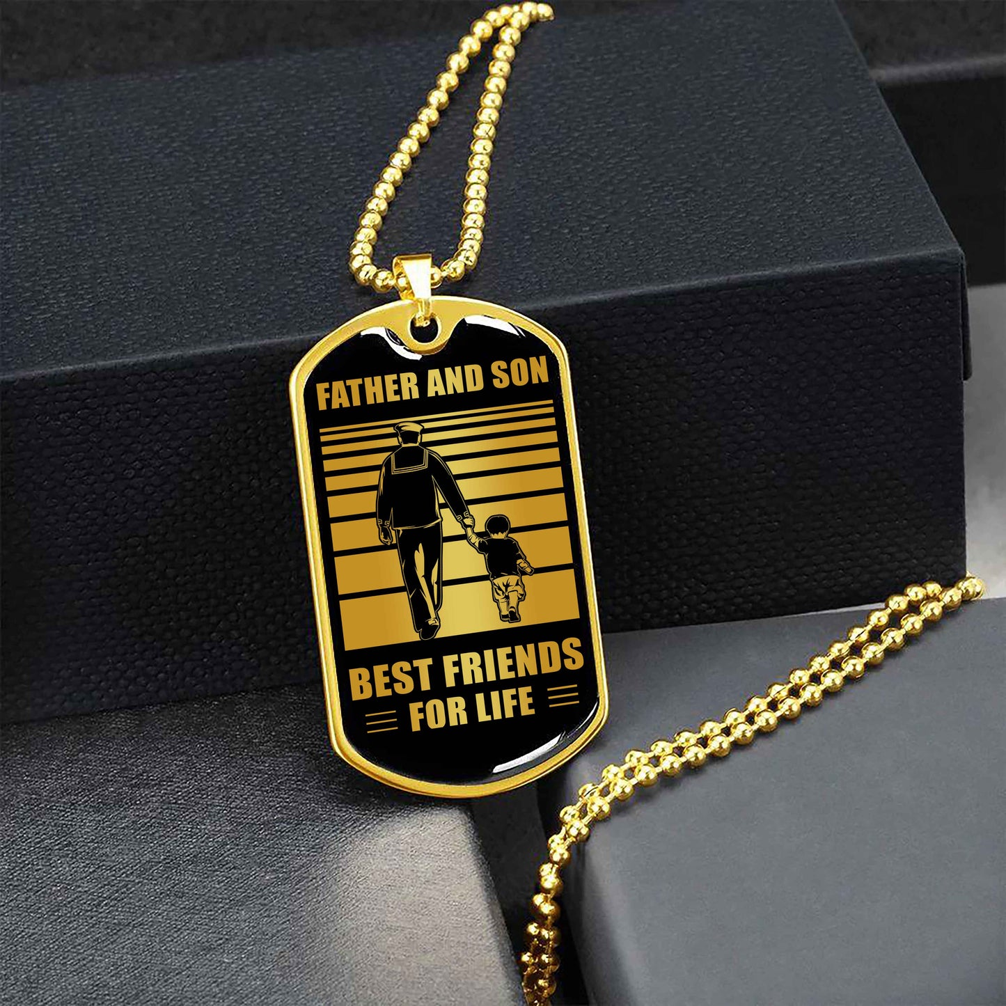 VGT_TRL Military Chain Silver Plated 18K Gold Plated Father And Son Best Friend For Life Gift For Your Son