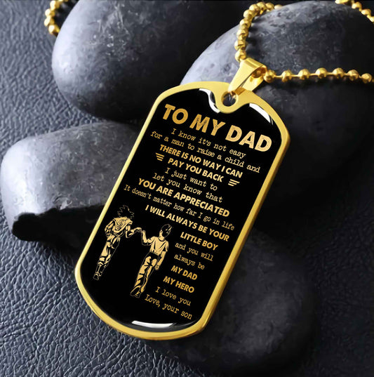 Dragon B GK-Father and Son- Millitary Chain 18K Gold Plated To My Dad I Know It's Not Easy - I Will Always Be Your Little Boy Gift From Son To Dad Father's Day Gift