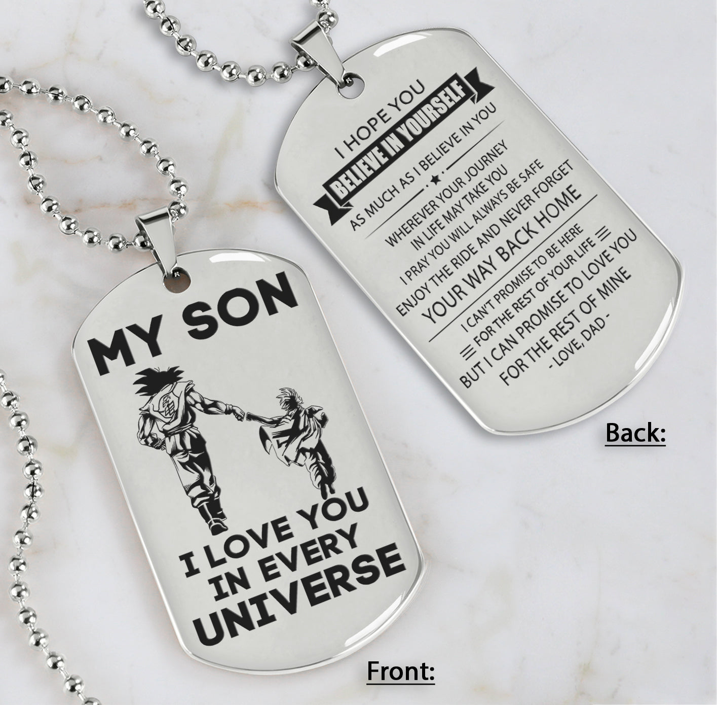 DRB Personalized Double Sided Dog Tag To My Son Never Forget That I Love You - Never Forget Your Way Back Home