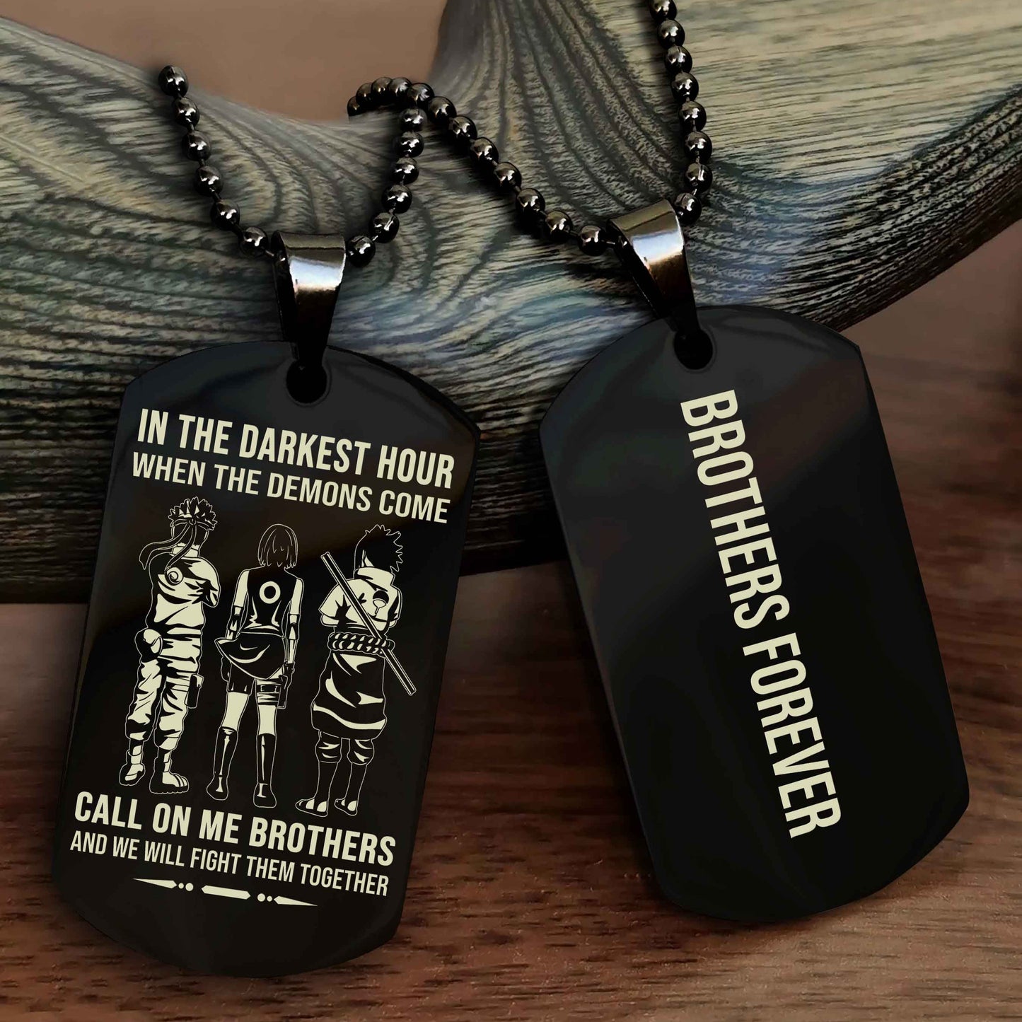 DRB Customizable engraved black dog tag double sided gift from brother, brother forevers NAG