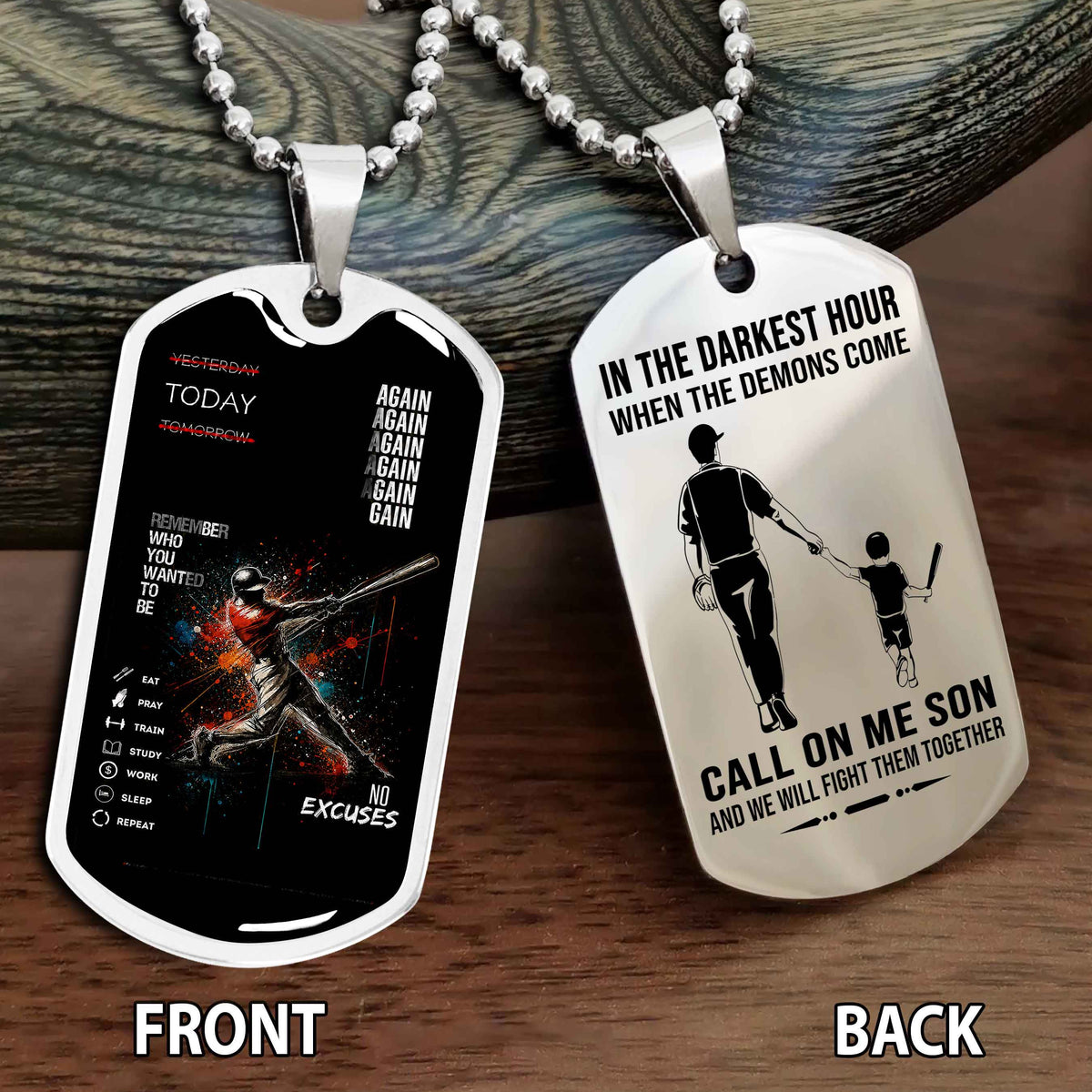 Personalized Double Side Graphic Dog Tag Father And Son - Call On Me Son And We Will Fight Them Together