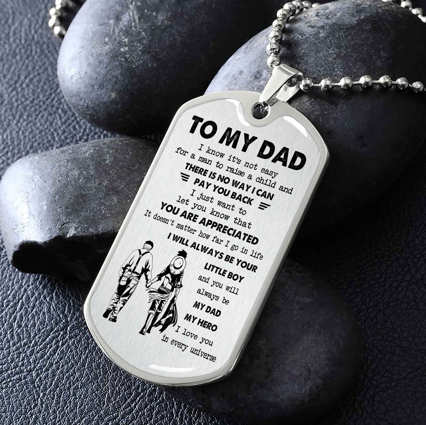 Dragon B GK-Father and Son- Millitary Chain 18K Gold Plated To My Dad I Know It's Not Easy - I Will Always Be Your Little Boy Gift From Son To Dad Father's Day Gift