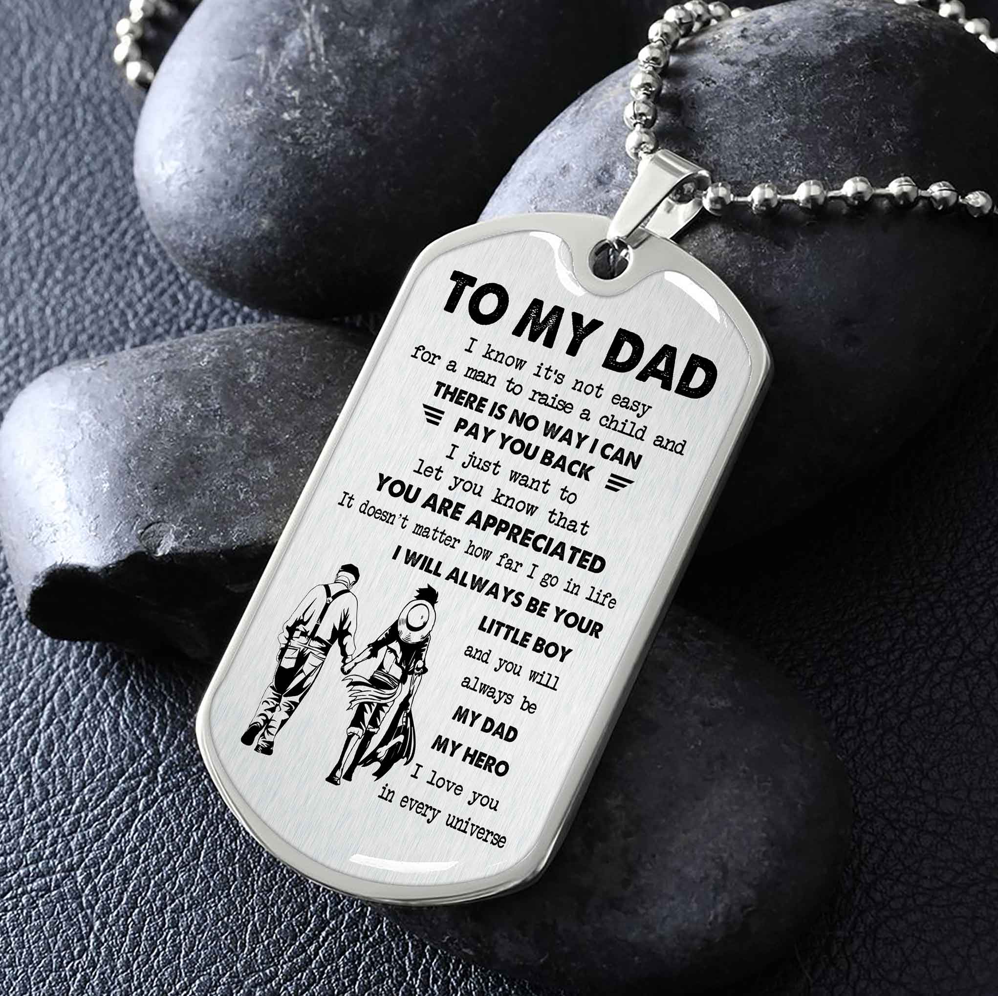 Dragon B PC - GH- Millitary Chain 18K Gold Plated To My Dad I Know It's Not Easy - I Will Always Be Your Little Boy Gift From Son To Dad Father's Day Gift