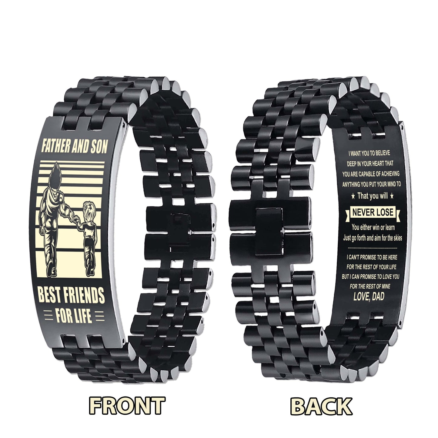 Spartan Be strong-Personalized Double Sided Bracelet Father And Son Best Friends For Life - Message on the back side-Be strong