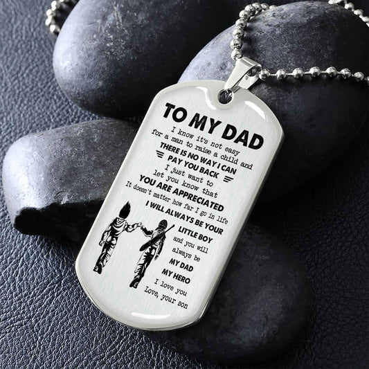 Dragon B VGT-Father and Son- Millitary Chain 18K Gold Plated To My Dad I Know It's Not Easy - I Will Always Be Your Little Boy Gift From Son To Dad Father's Day Gift