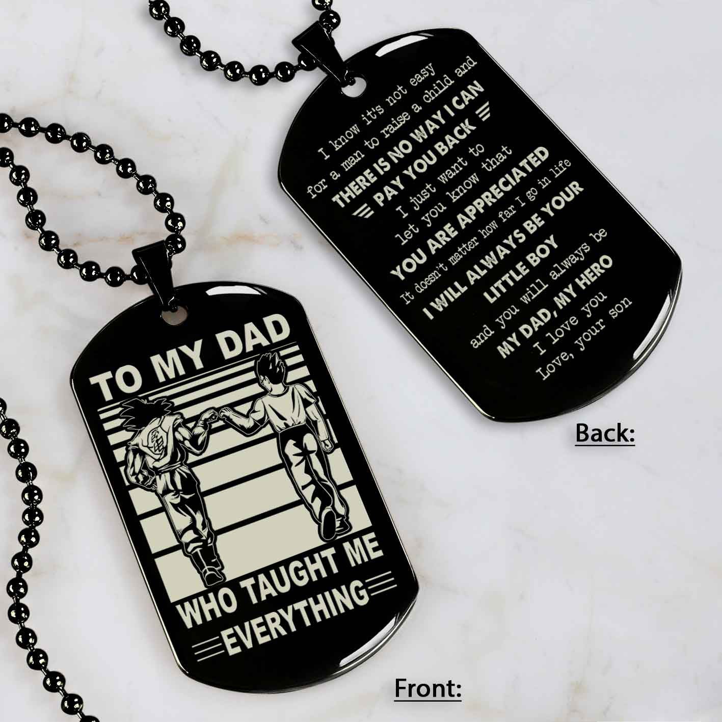 Customized Family Double Side Dog Tag To My Dad Who Taughte Me Everything I Know It's Not Easy - I Will Always Be Your Little Boy Gift From Son To Dad Father's Day Gift