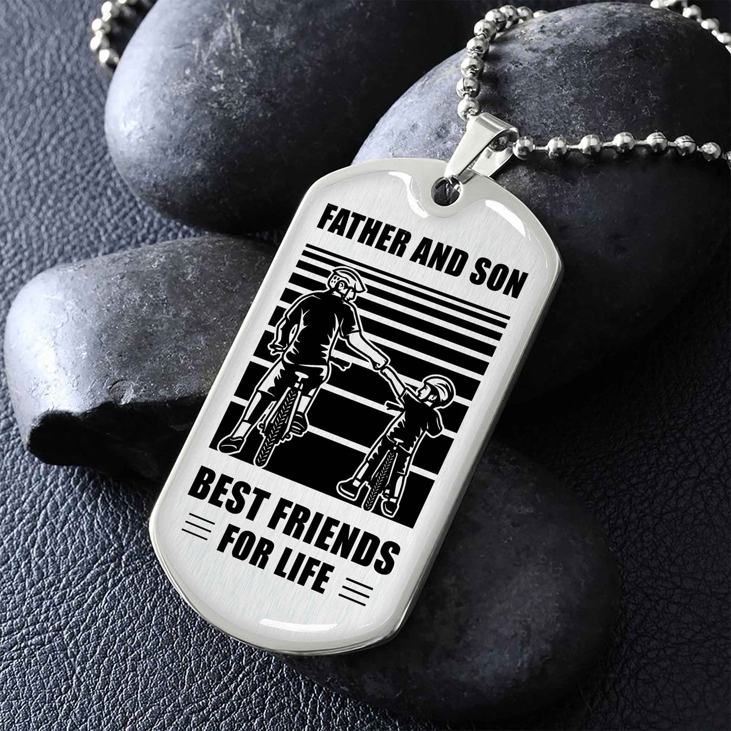 Biker Military Chain Silver Plated 18K Gold Plated Father And Son Best Friend For Life Gift For Your Son