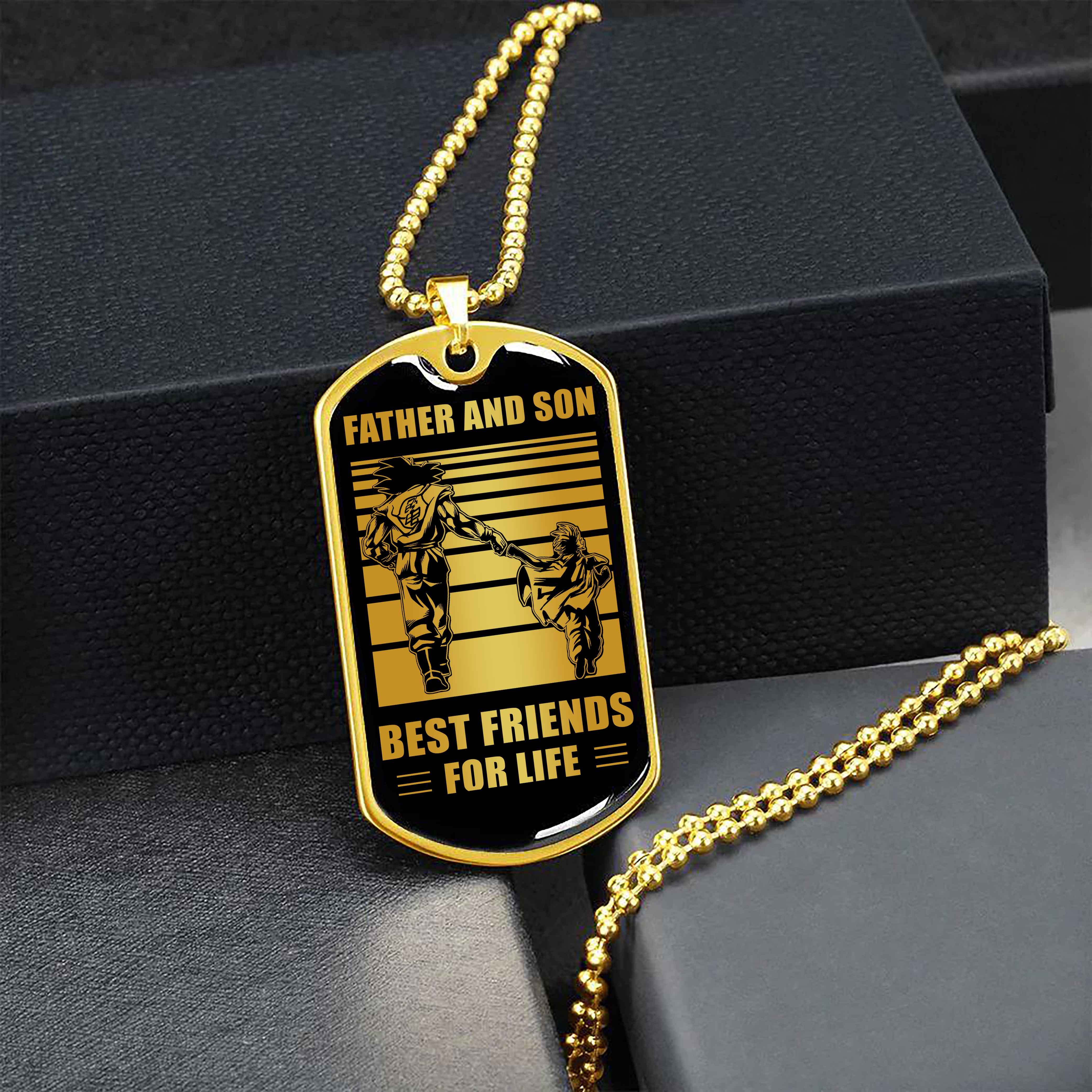 Family Military Chain Silver Plated 18K Gold Plated Father And Son Best Friend For Life Gift For Your Son