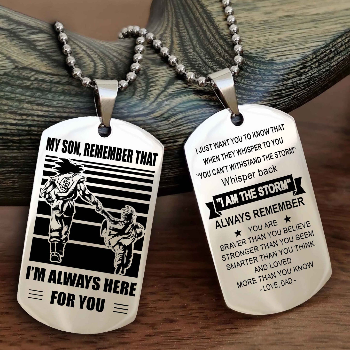Biker Personalized Double Sided Dog Tag My Son Remember That I Will Always Here Whisper Back I Am The Storm