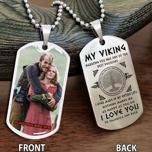 Personalized Viking Double-Sided Dog Tag for Husband with Photo Upload
