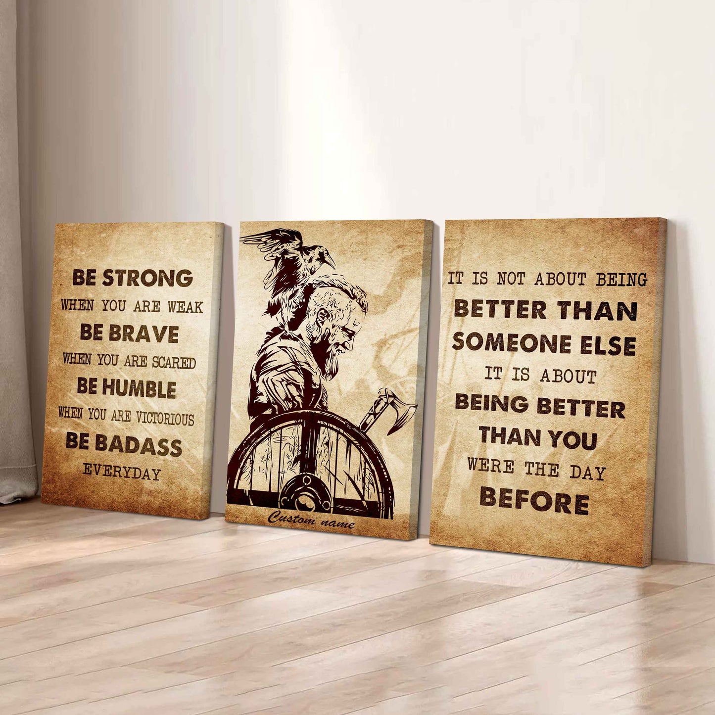 Be Better Than Yesterday – DRB VGT Mindset | 3-Piece Motivational Canvas Wall Art