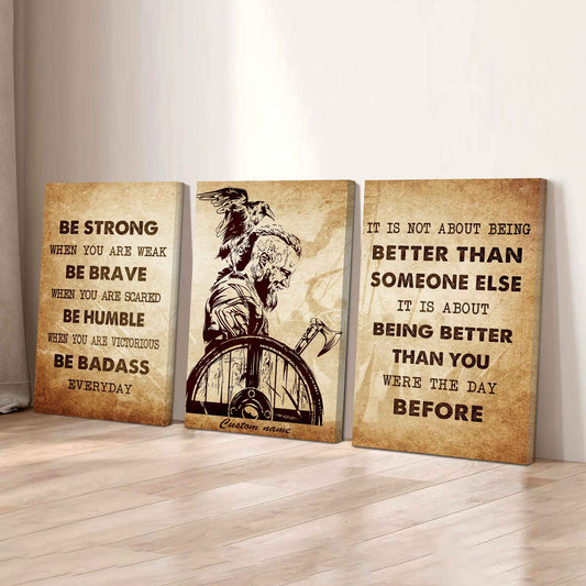 Be Better Than Yesterday – Spartan Mindset | 3-Piece Motivational Canvas Wall Art
