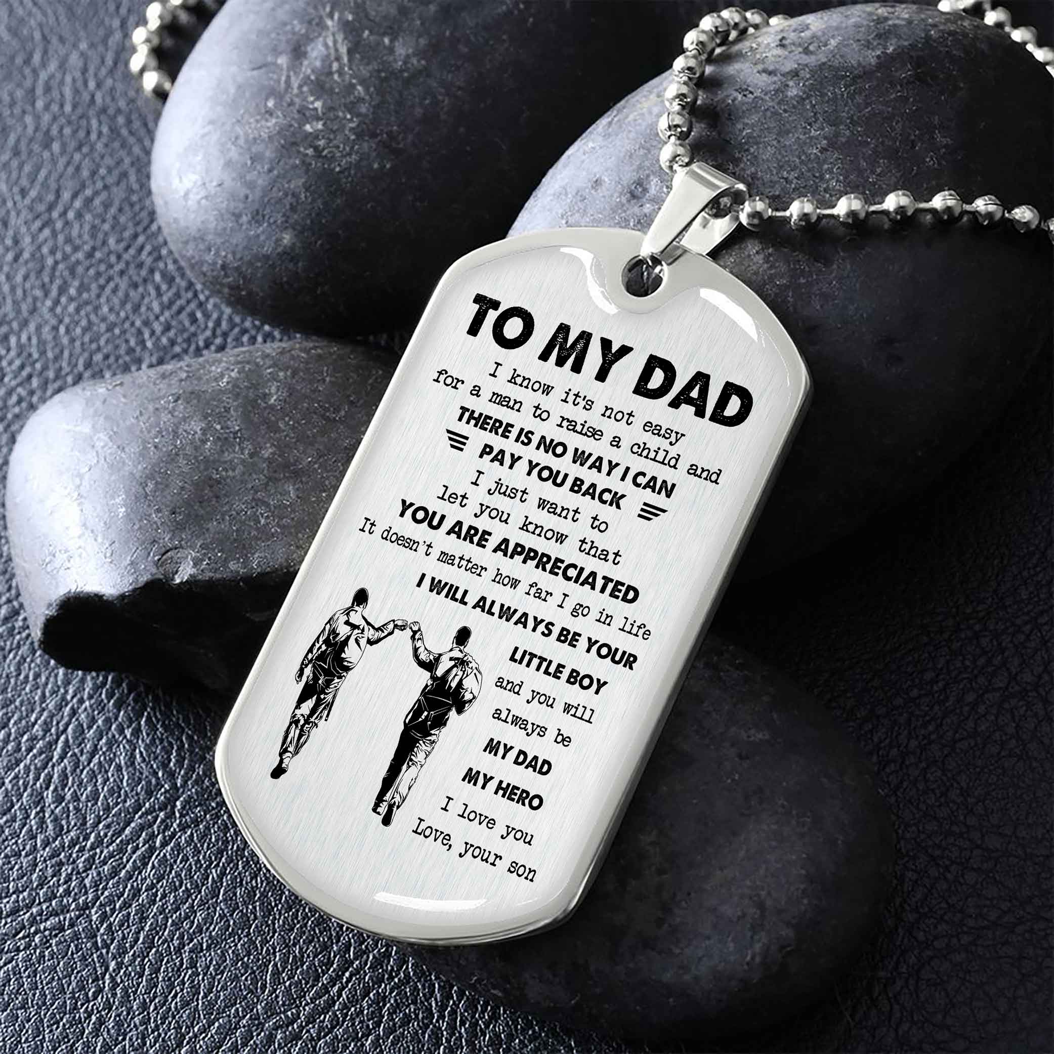 Dragon B PC - GH- Millitary Chain 18K Gold Plated To My Dad I Know It's Not Easy - I Will Always Be Your Little Boy Gift From Son To Dad Father's Day Gift