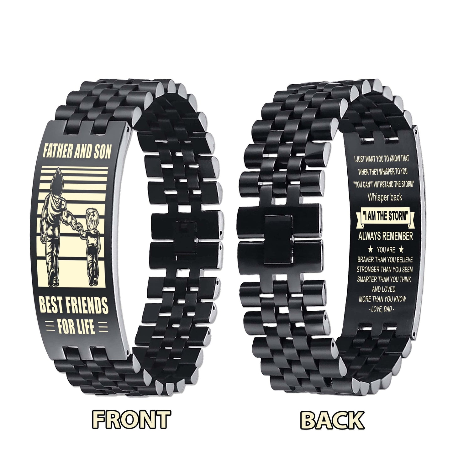 Spartan Be strong-Personalized Double Sided Bracelet Father And Son Best Friends For Life - Message on the back side-Be strong
