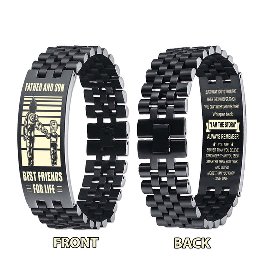GK STO Personalized Double Sided Bracelet Father And Son Best Friends For Life - Message on the back side