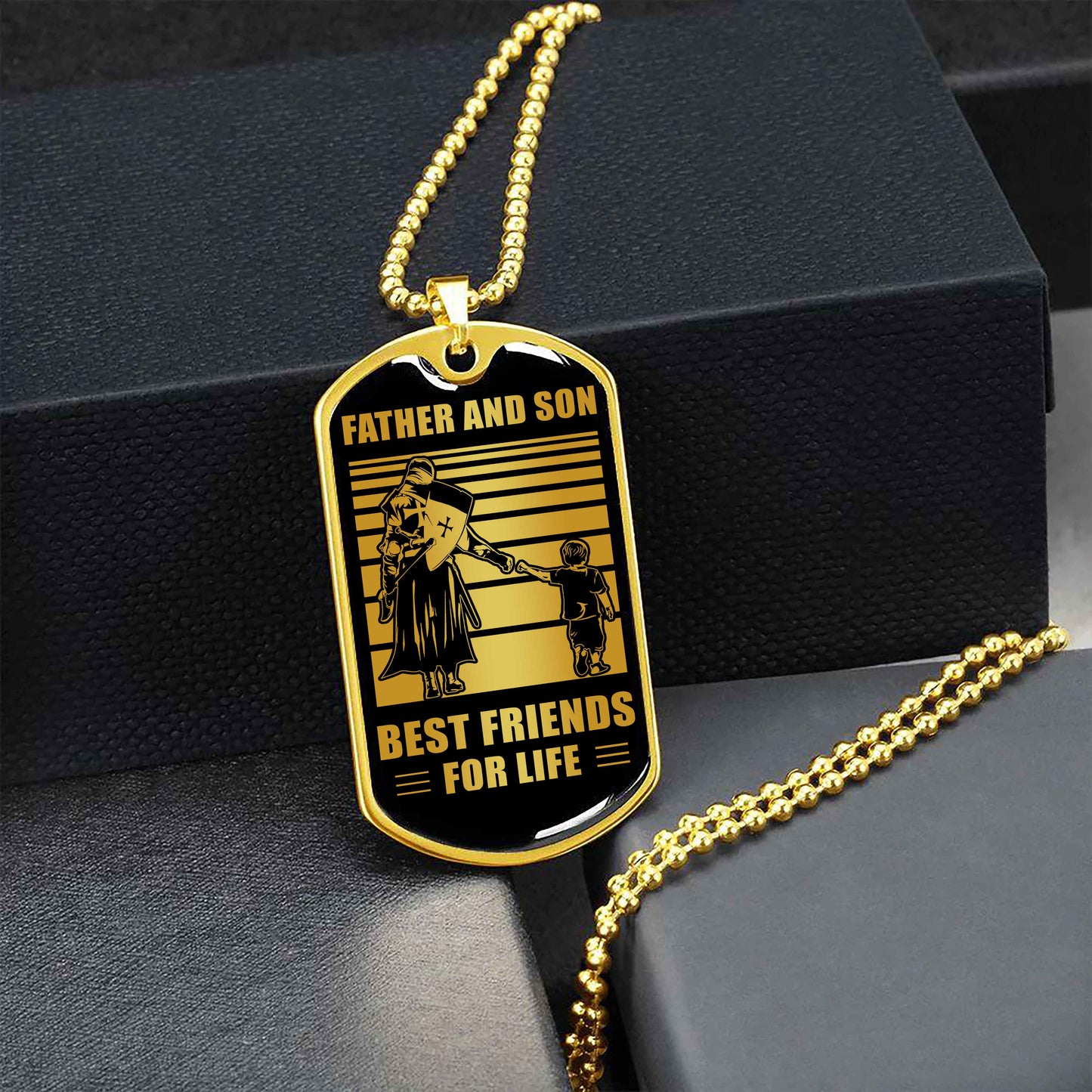 Samurai Military Chain Silver Plated 18K Gold Plated Father And Son Best Friend For Life Gift For Your Son