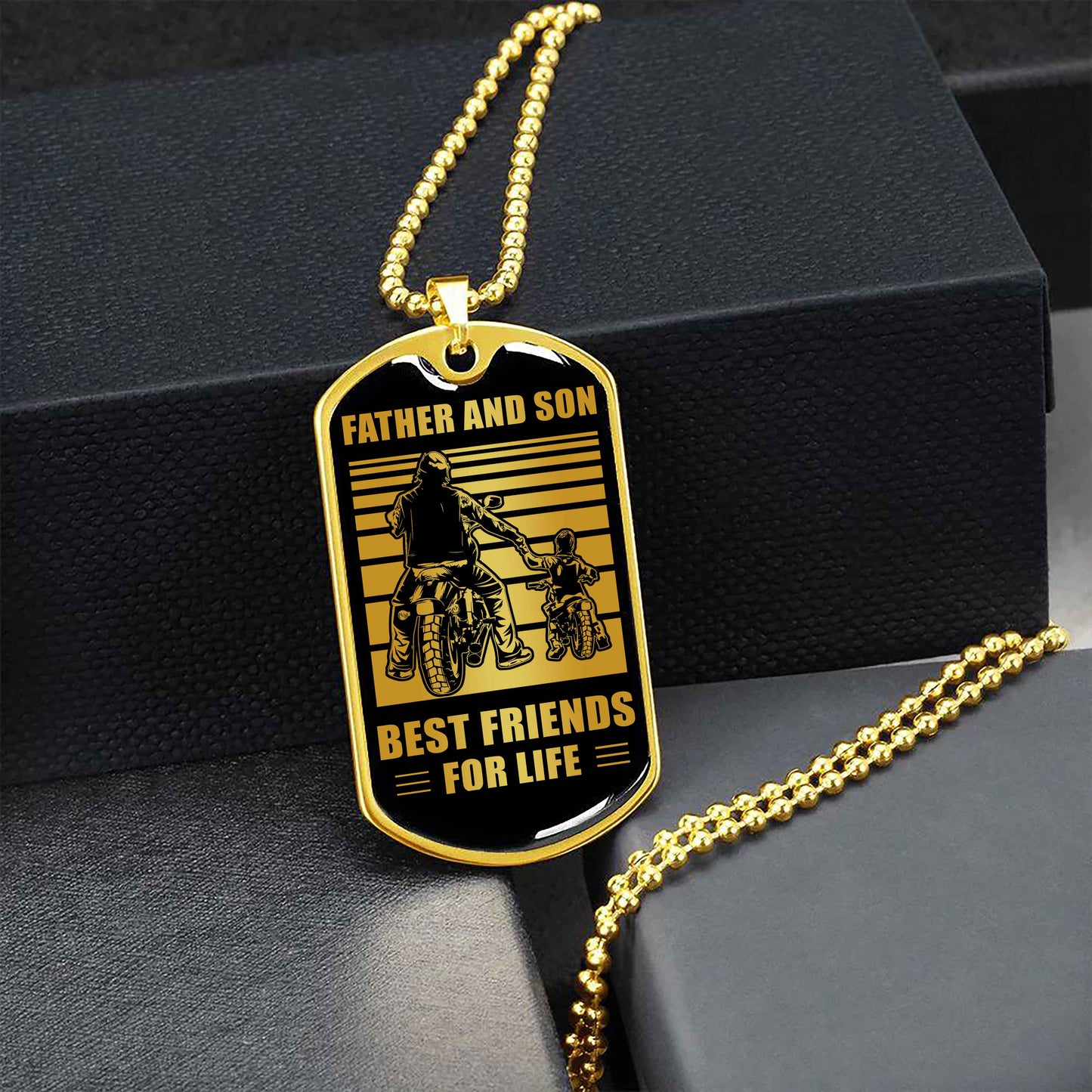 VGT_TR Military Chain Silver Plated 18K Gold Plated Father And Son Best Friend For Life Gift For Your Son
