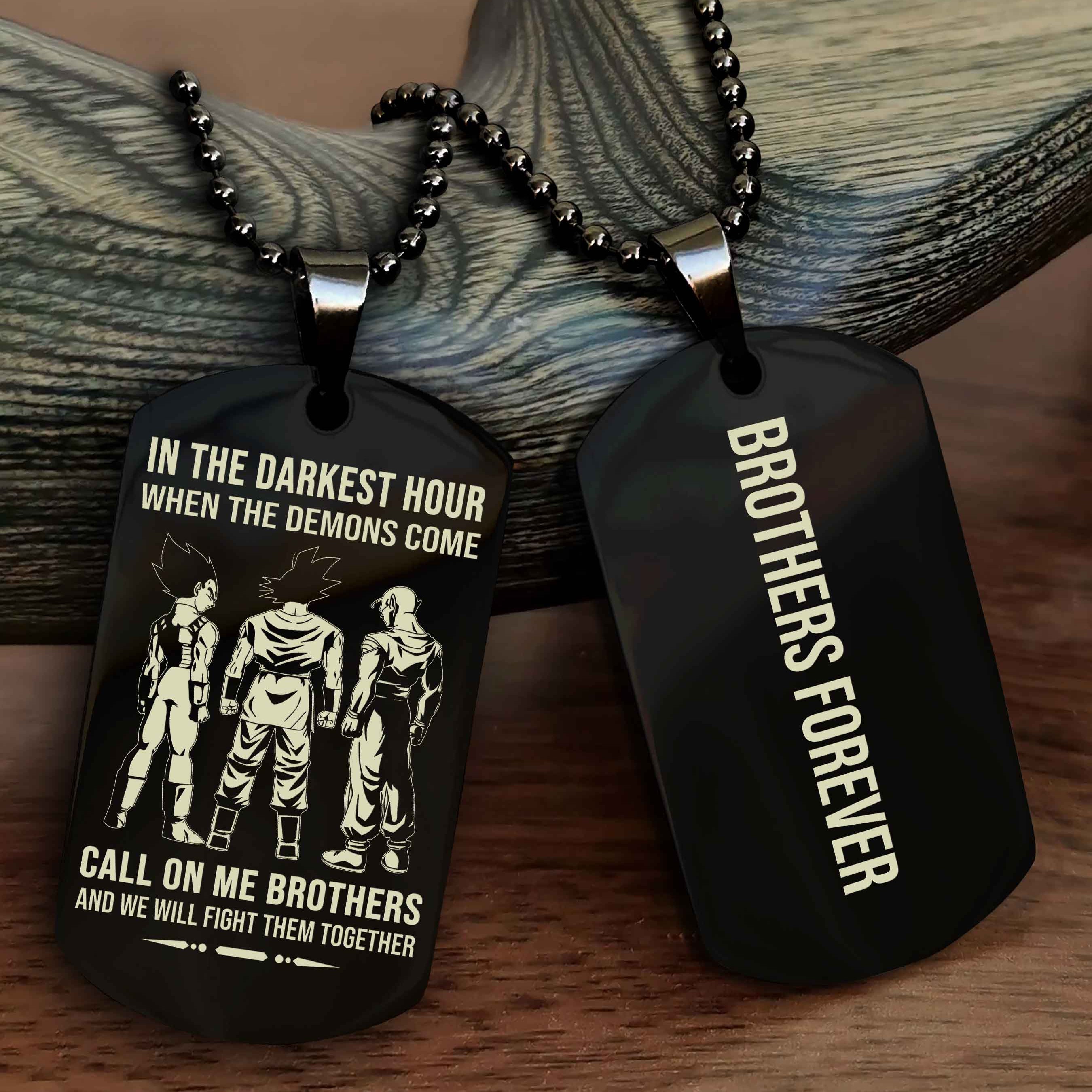DRB Customizable engraved black dog tag double sided gift from brother, brother forevers NAG