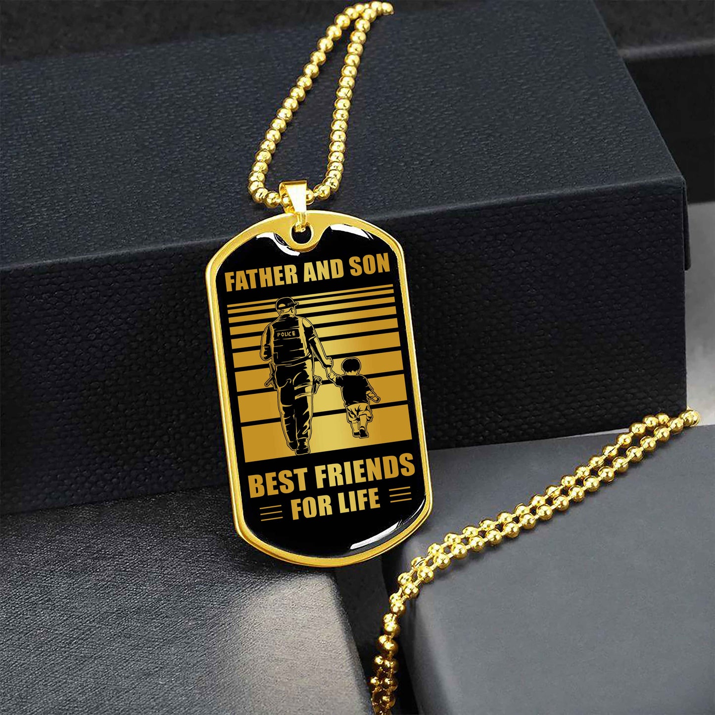 VGT_TR Military Chain Silver Plated 18K Gold Plated Father And Son Best Friend For Life Gift For Your Son