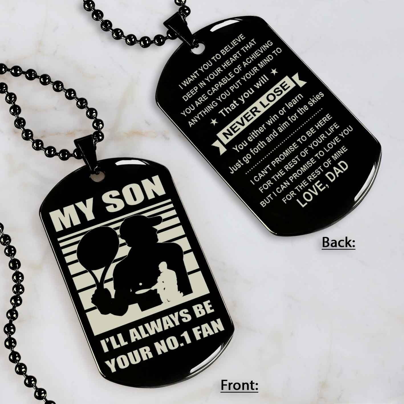 Sport Personalized Double Sided Dog Tag I Will Always Be Your No 1 Fan - You Will Never Lose Gift From Dad To Son