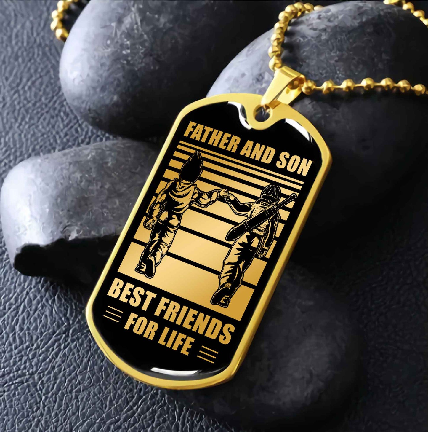 VGT_TRL Military Chain Silver Plated 18K Gold Plated Father And Son Best Friend For Life Gift For Your Son