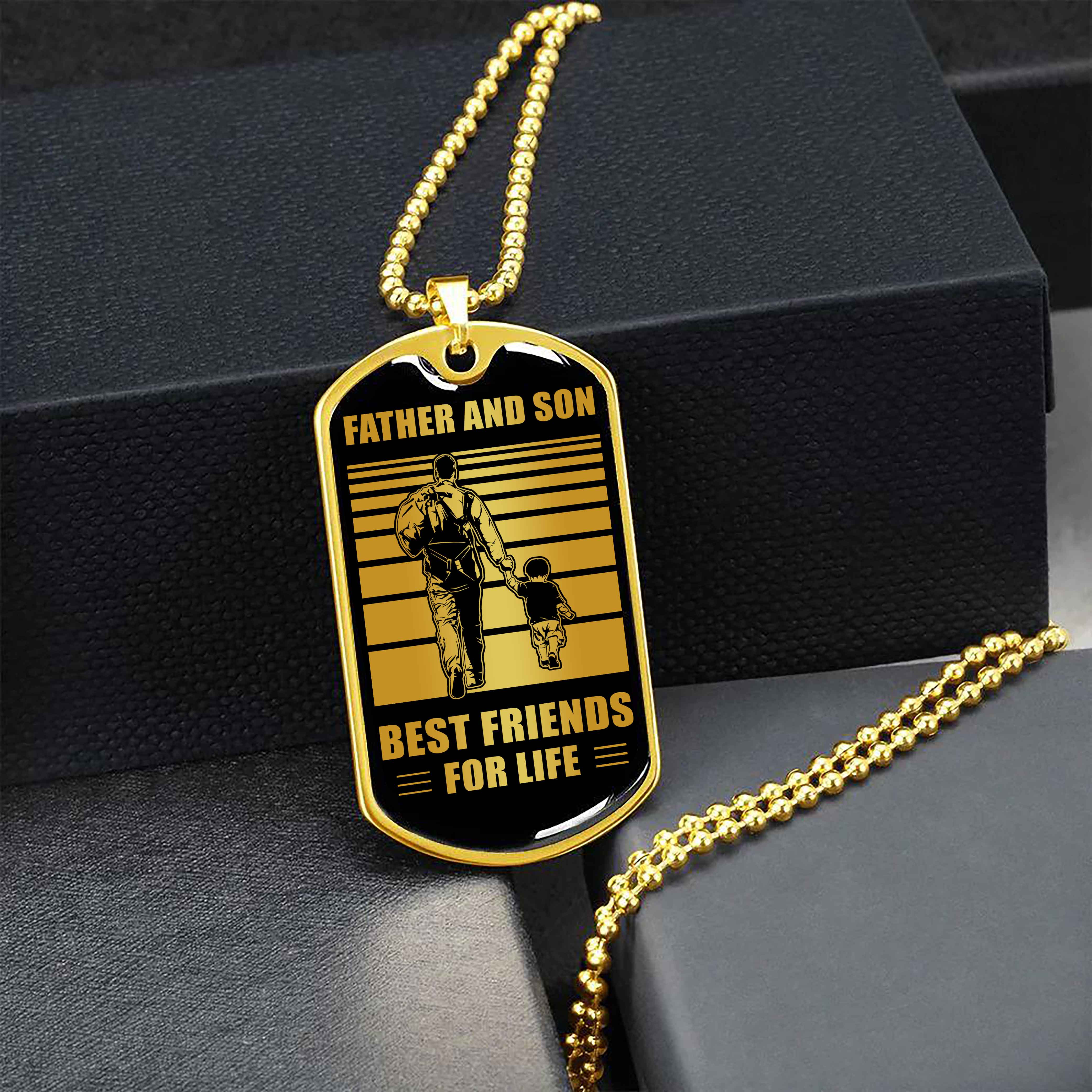 Biker Military Chain Silver Plated 18K Gold Plated Father And Son Best Friend For Life Gift For Your Son