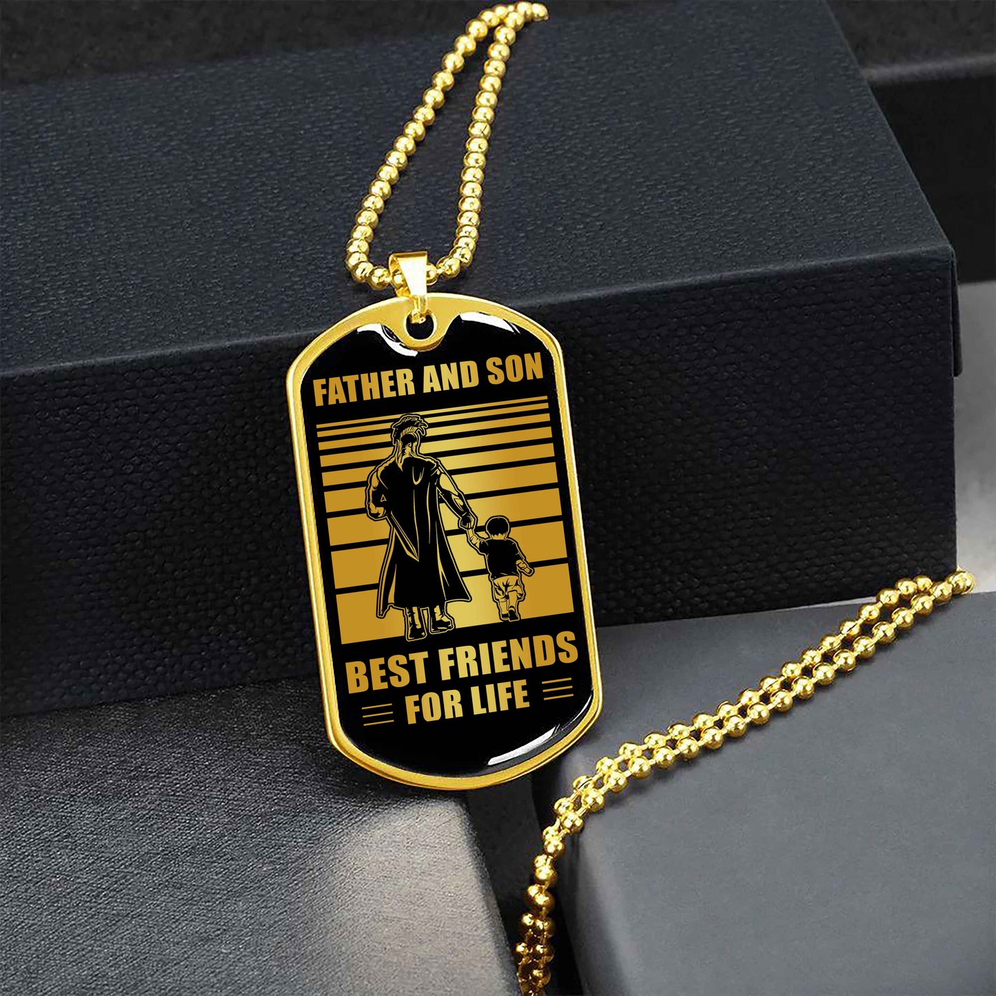 GK_GHL Military Chain Silver Plated 18K Gold Plated Father And Son Best Friend For Life Gift For Your Son