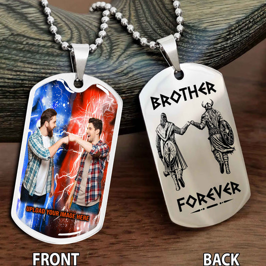 Personalized Viking Double-Sided Graphic Dog Tag for Brother with Photo Upload