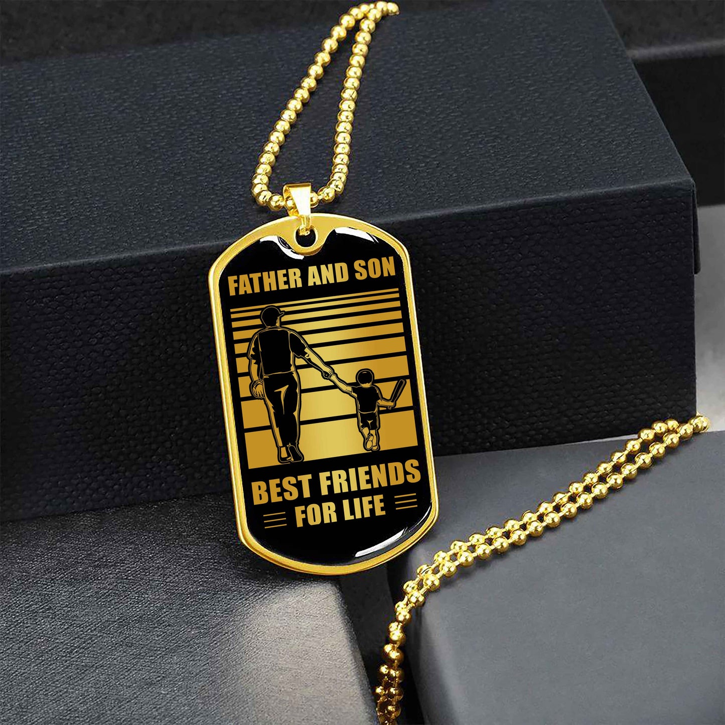 GK_GHL Military Chain Silver Plated 18K Gold Plated Father And Son Best Friend For Life Gift For Your Son