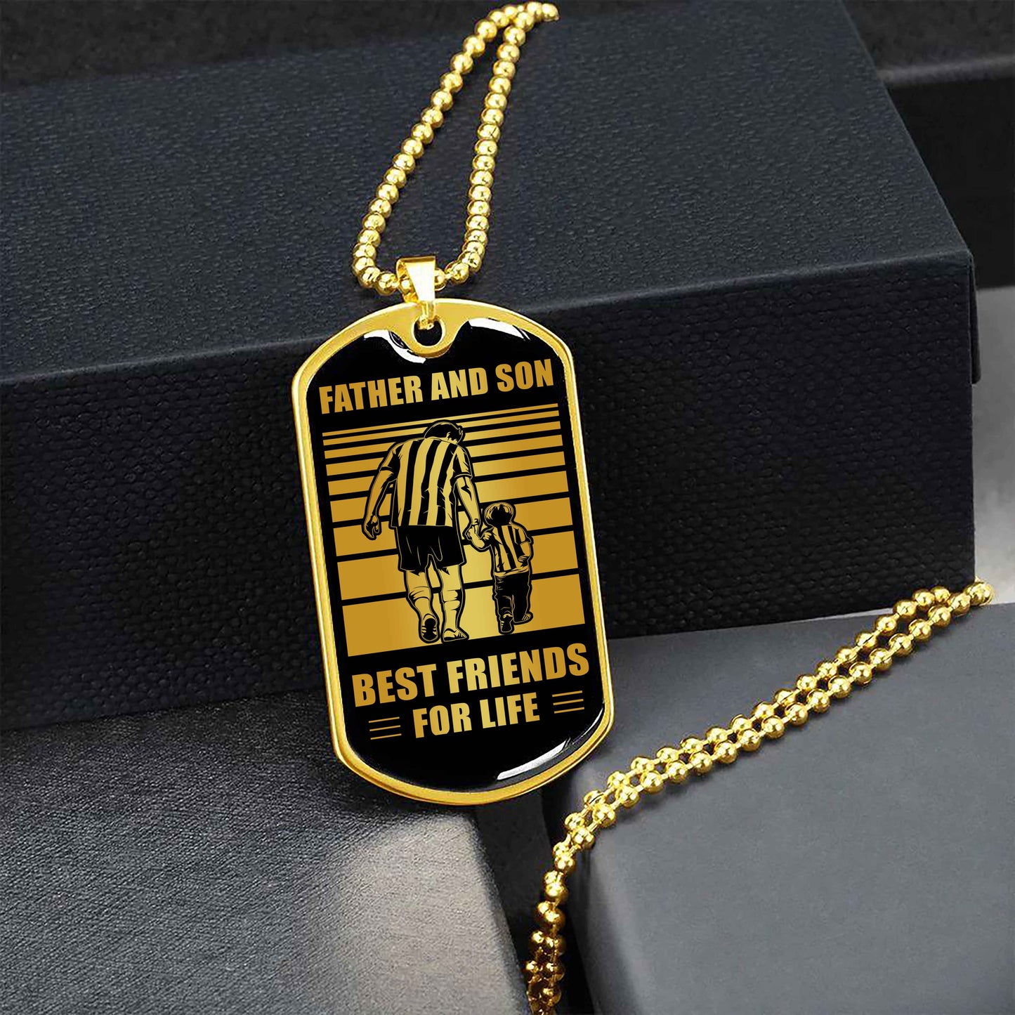 GK_GHL Military Chain Silver Plated 18K Gold Plated Father And Son Best Friend For Life Gift For Your Son