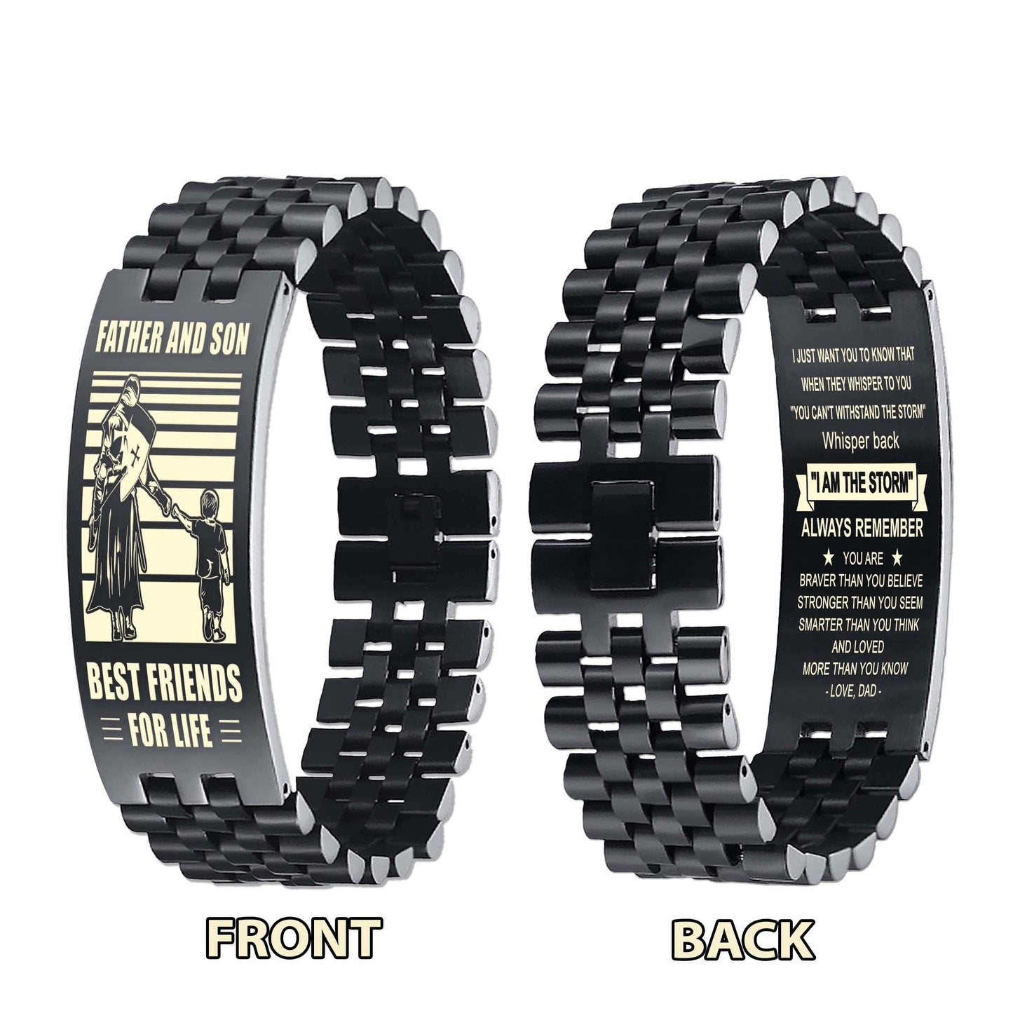 Samurai WBH Personalized Double Sided Bracelet Father And Son Best Friends For Life - Message on the back side