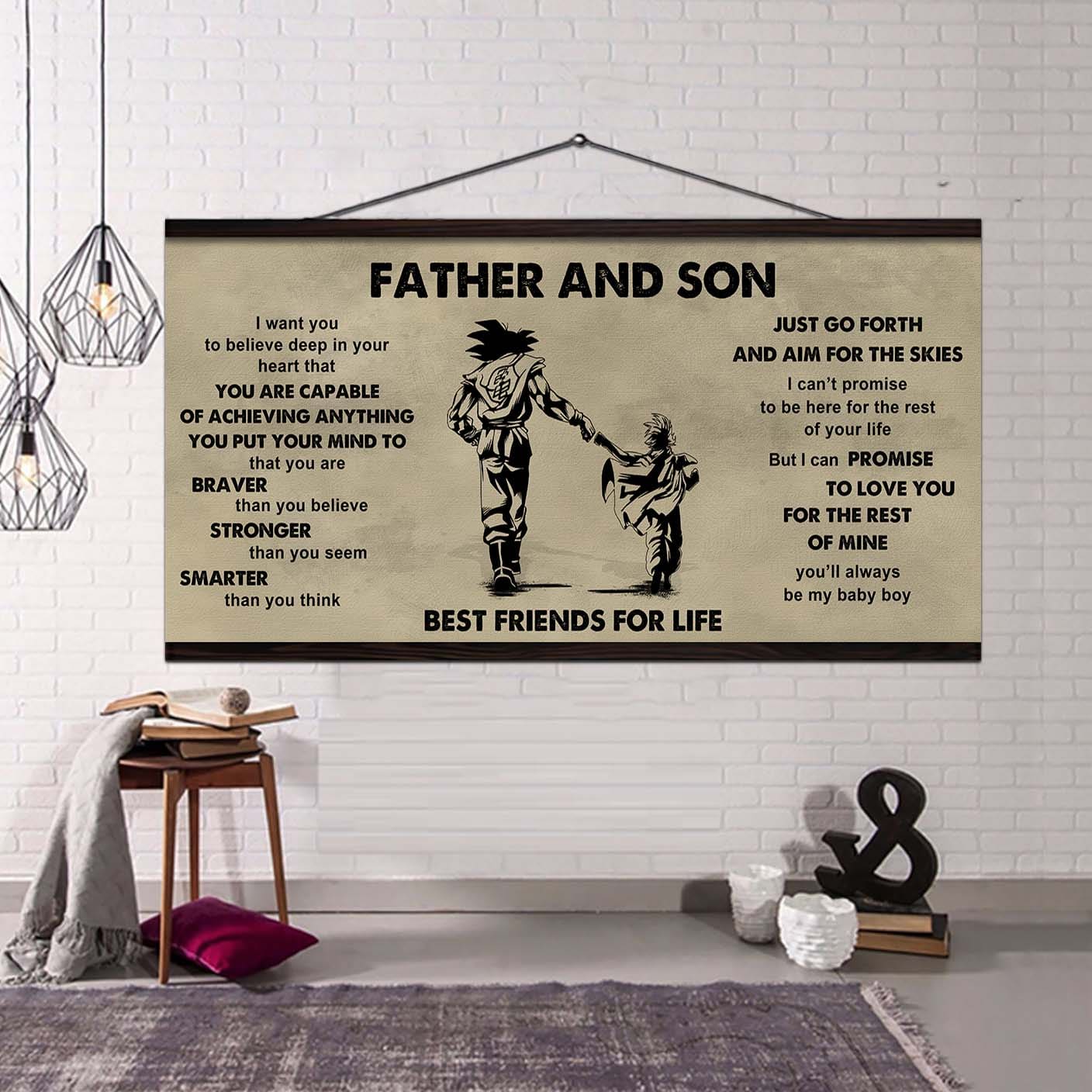 Family photo upload Father And Son Best Friends For Life - That You Are Braver Than You Believe Poster Canvas Gift For Son From Father