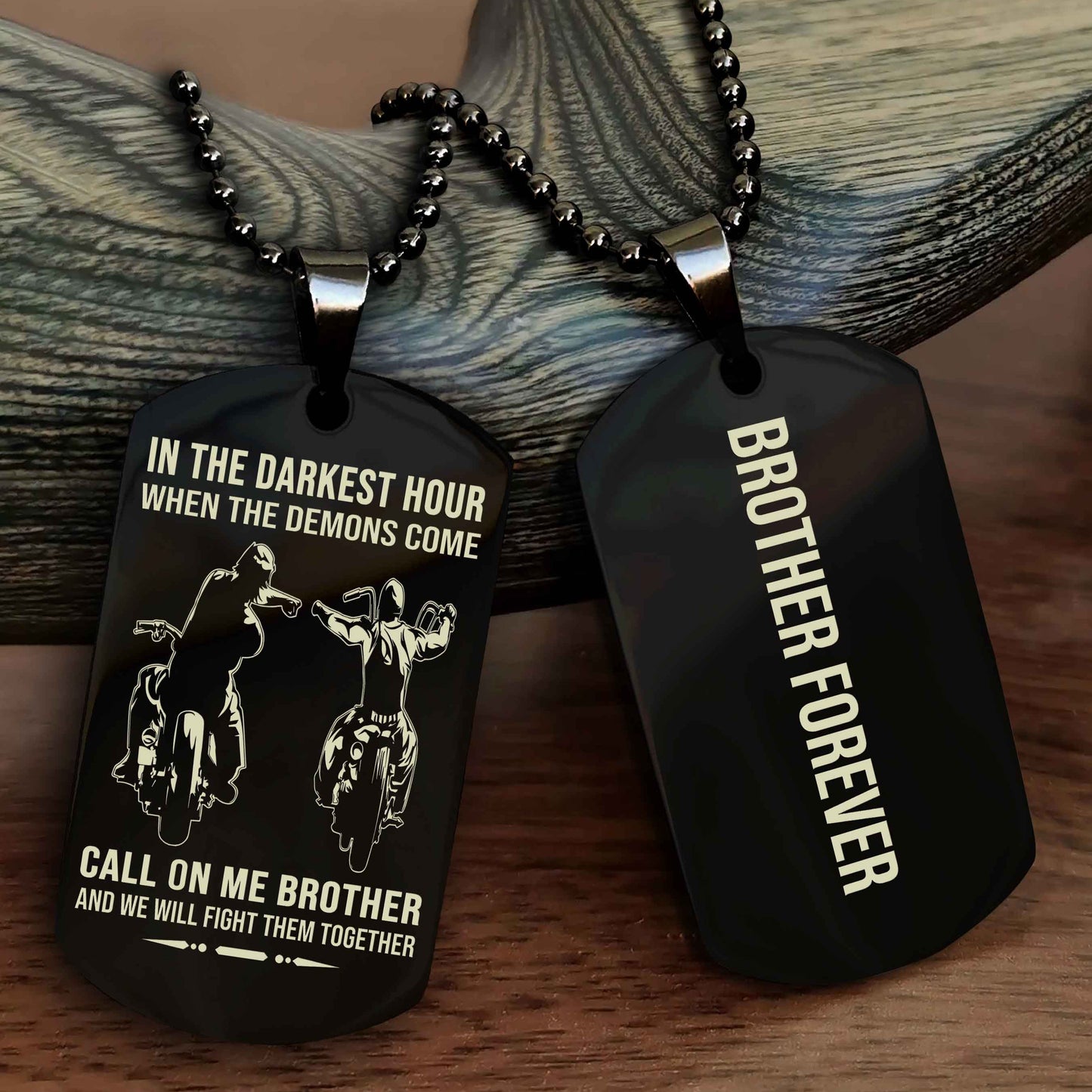 DRB Customizable engraved black dog tag double sided gift from brother, brother forevers NAG