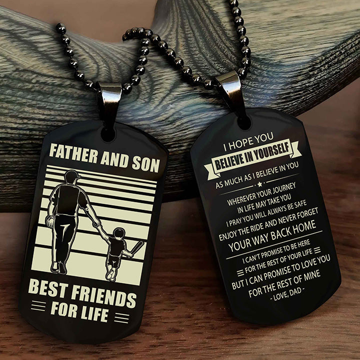DRB Personalized Double Sided Dog Tag Silver To My Son I Love You - Enjoy The Ride And Never Forget Your Way Back Home From