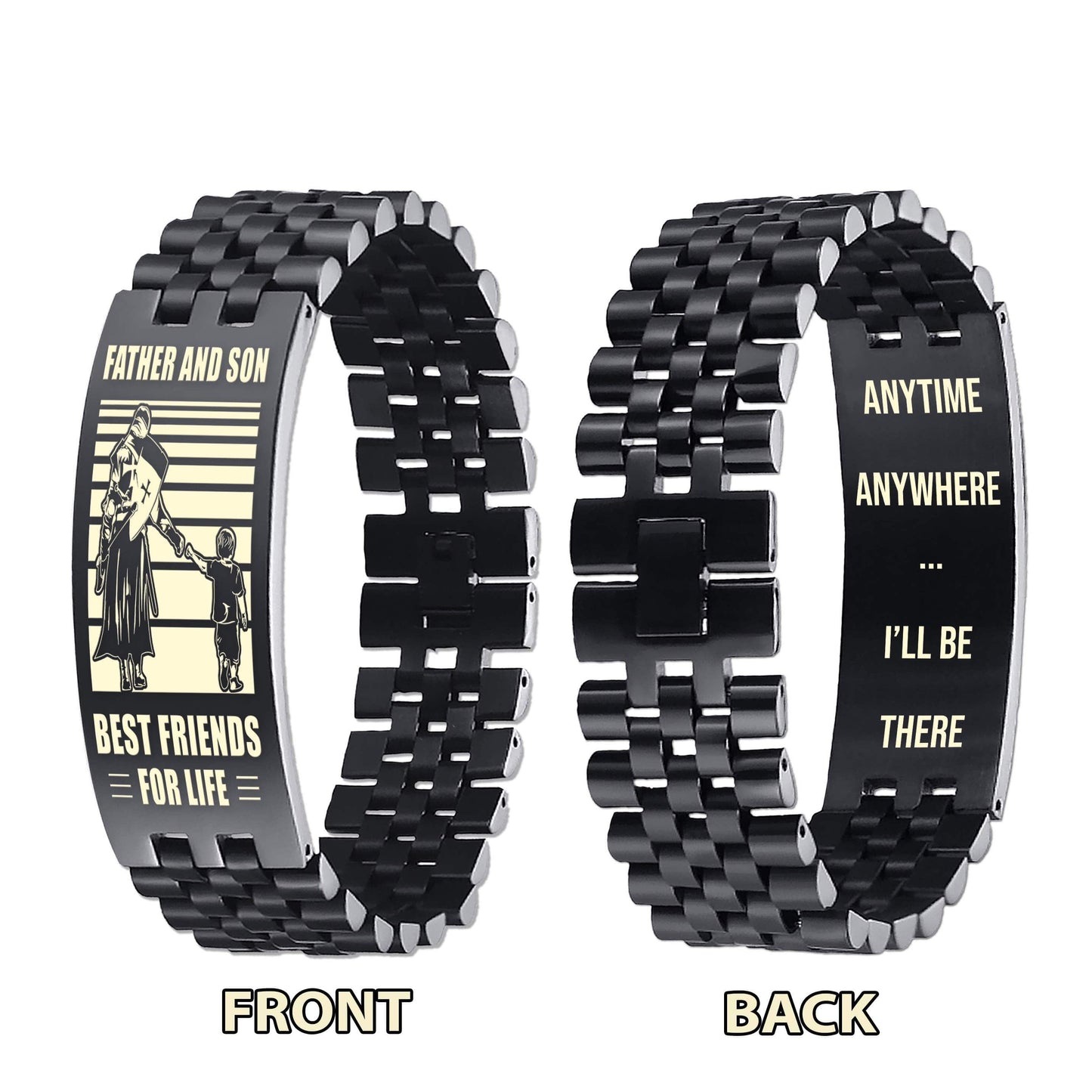 Samurai WBH Personalized Double Sided Bracelet Father And Son Best Friends For Life - Message on the back side