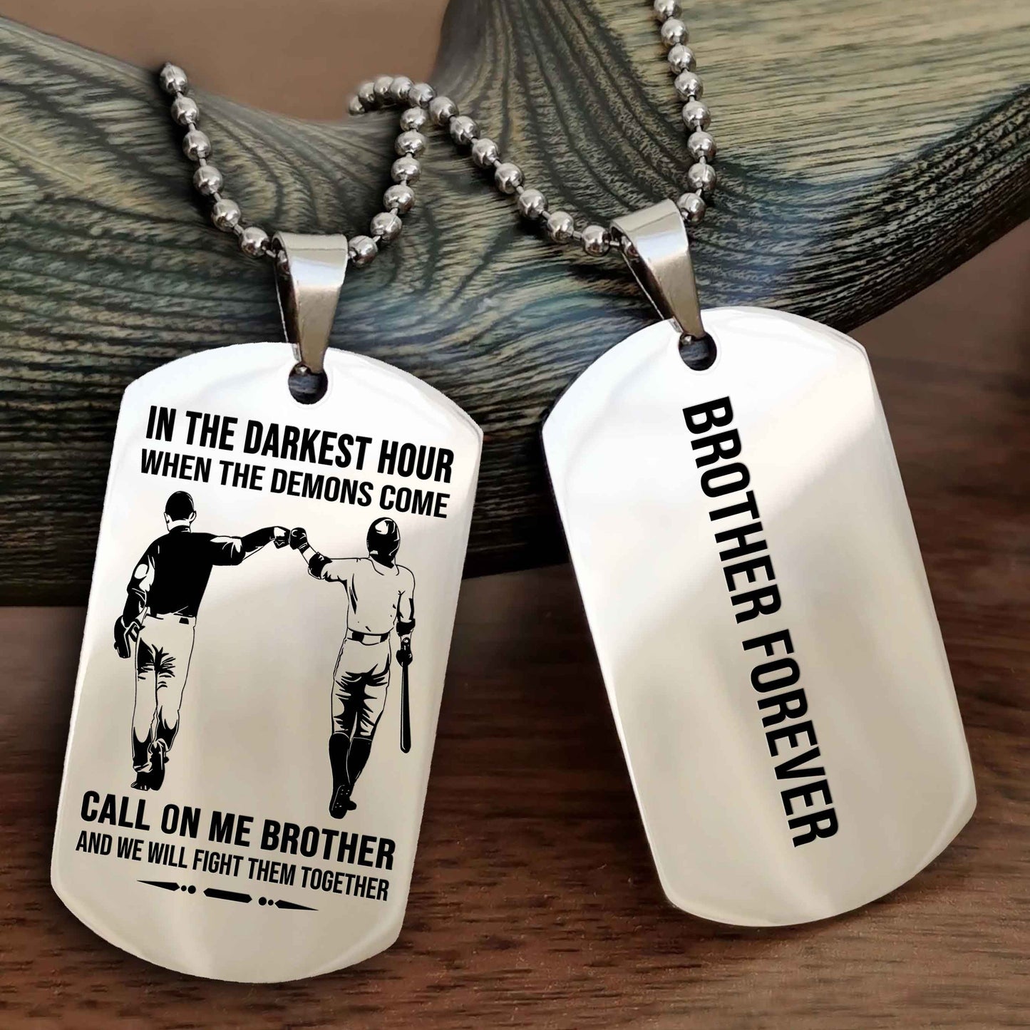 DRB Customizable engraved black dog tag double sided gift from brother, brother forevers NAG