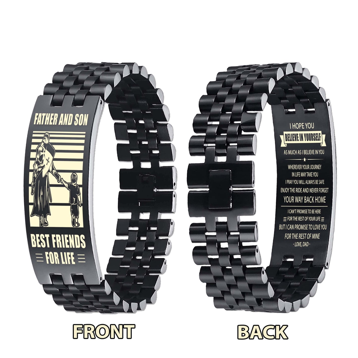 Spartan ANT Personalized Double Sided Bracelet Father And Son Best Friends For Life - Message on the back side