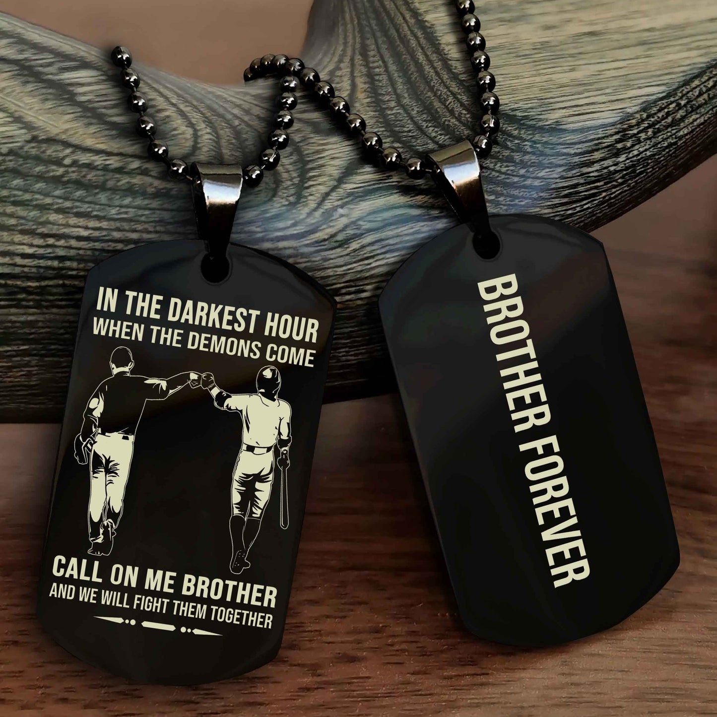 DRB Customizable engraved black dog tag double sided gift from brother, brother forevers NAG