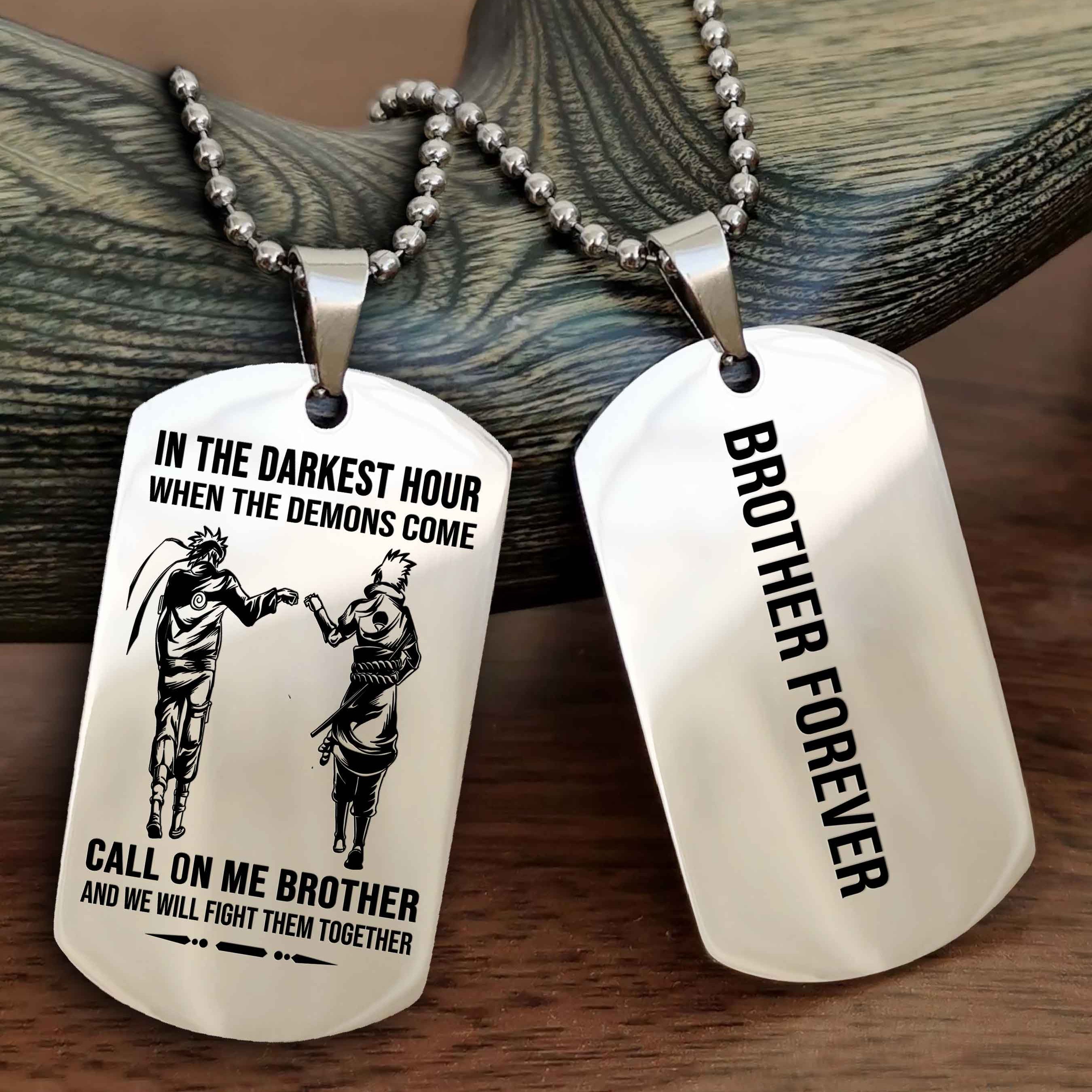 DRB Customizable engraved black dog tag double sided gift from brother, brother forevers NAG