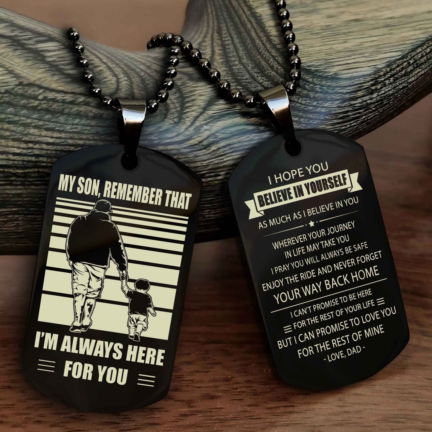 Biker Personalized Double Sided Dog Tag My Son Remember That I Will Always Here Never Forget Your Way Back Home