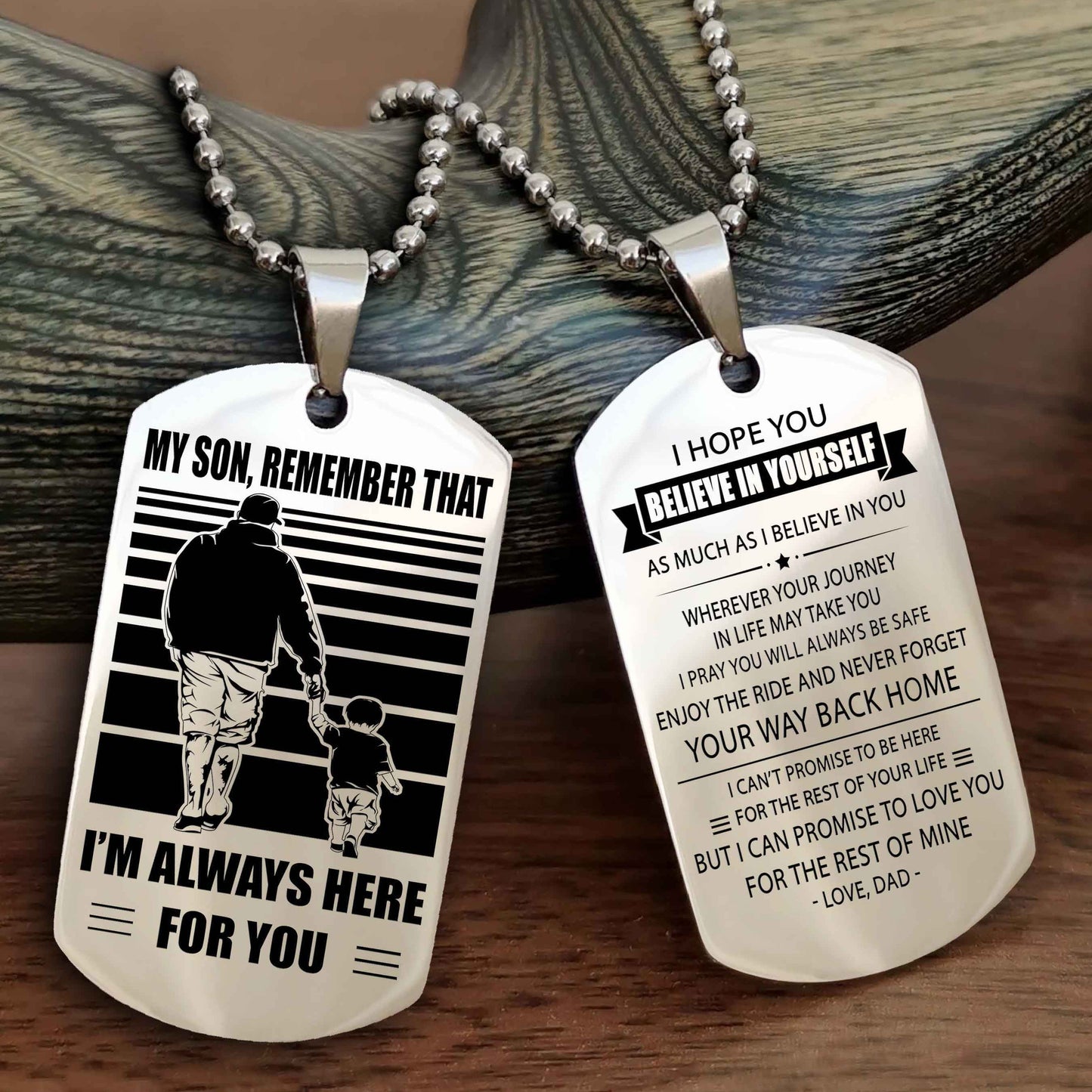 Biker Personalized Double Sided Dog Tag My Son Remember That I Will Always Here Never Forget Your Way Back Home