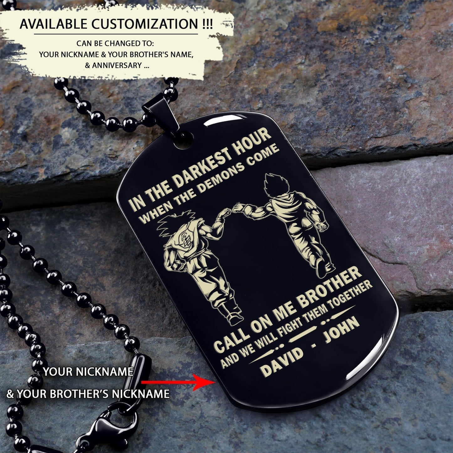 Personalized One Sided Dog Tag Call On Me Brother And We Will Fight Them Together Gift For Your Brother Your Cousins