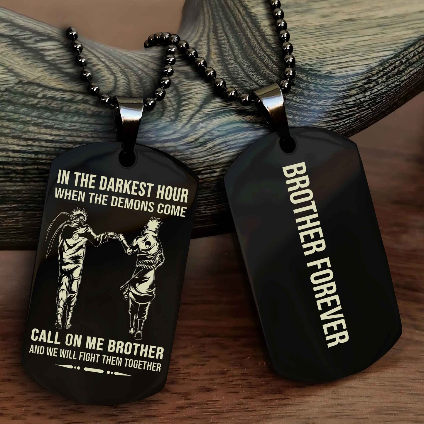 DRB Customizable engraved black dog tag double sided gift from brother, brother forevers NAG